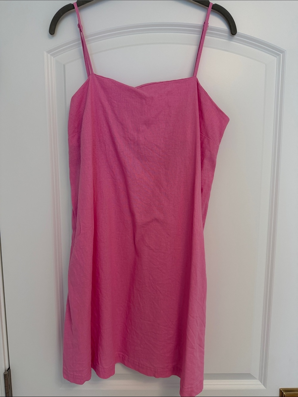 Pink linen Spaghetti-Strap Mini Dress